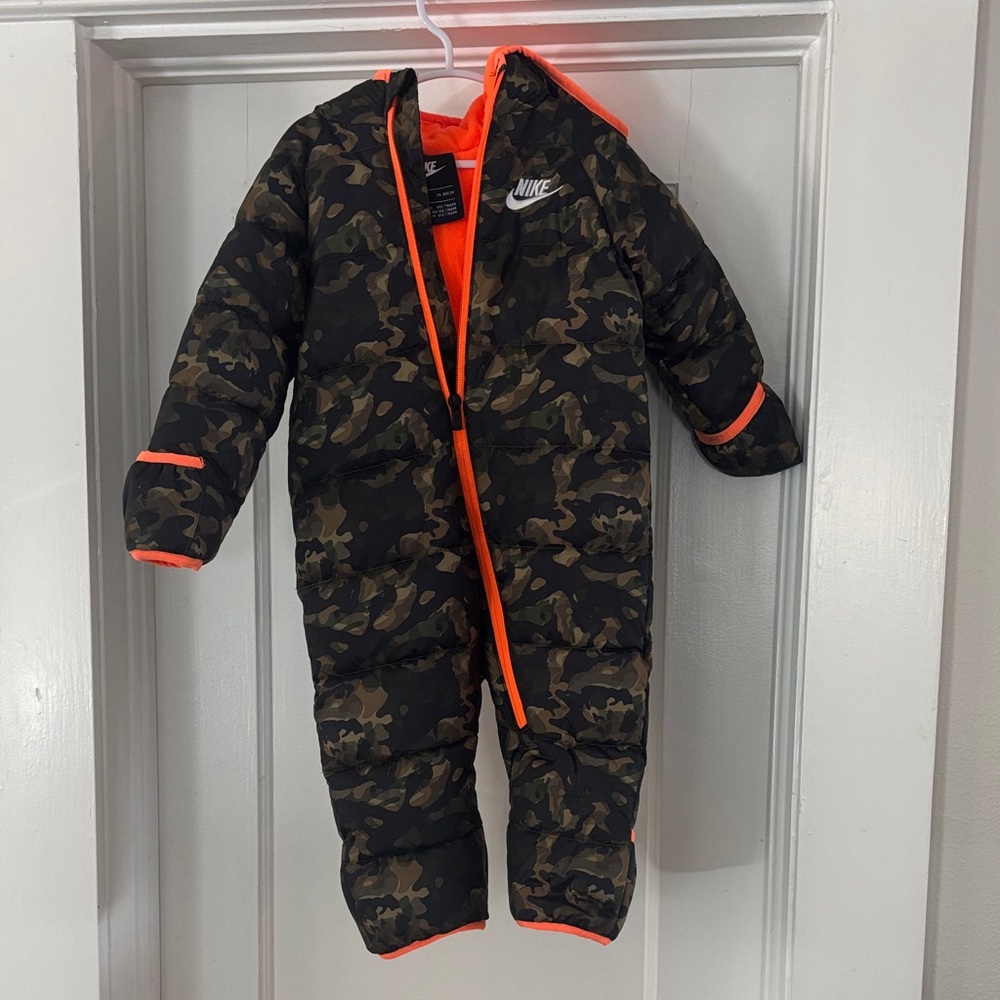 Nike Baby Camouflage Footie with Bright Orange Trim